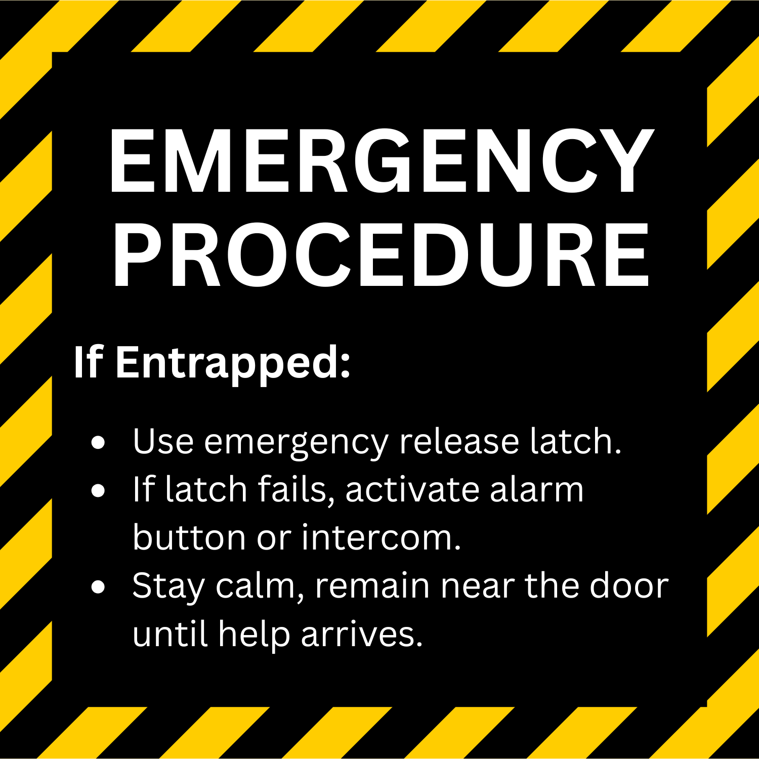 Emergency Procedure if Entrapped in a walk-in cooler graphic