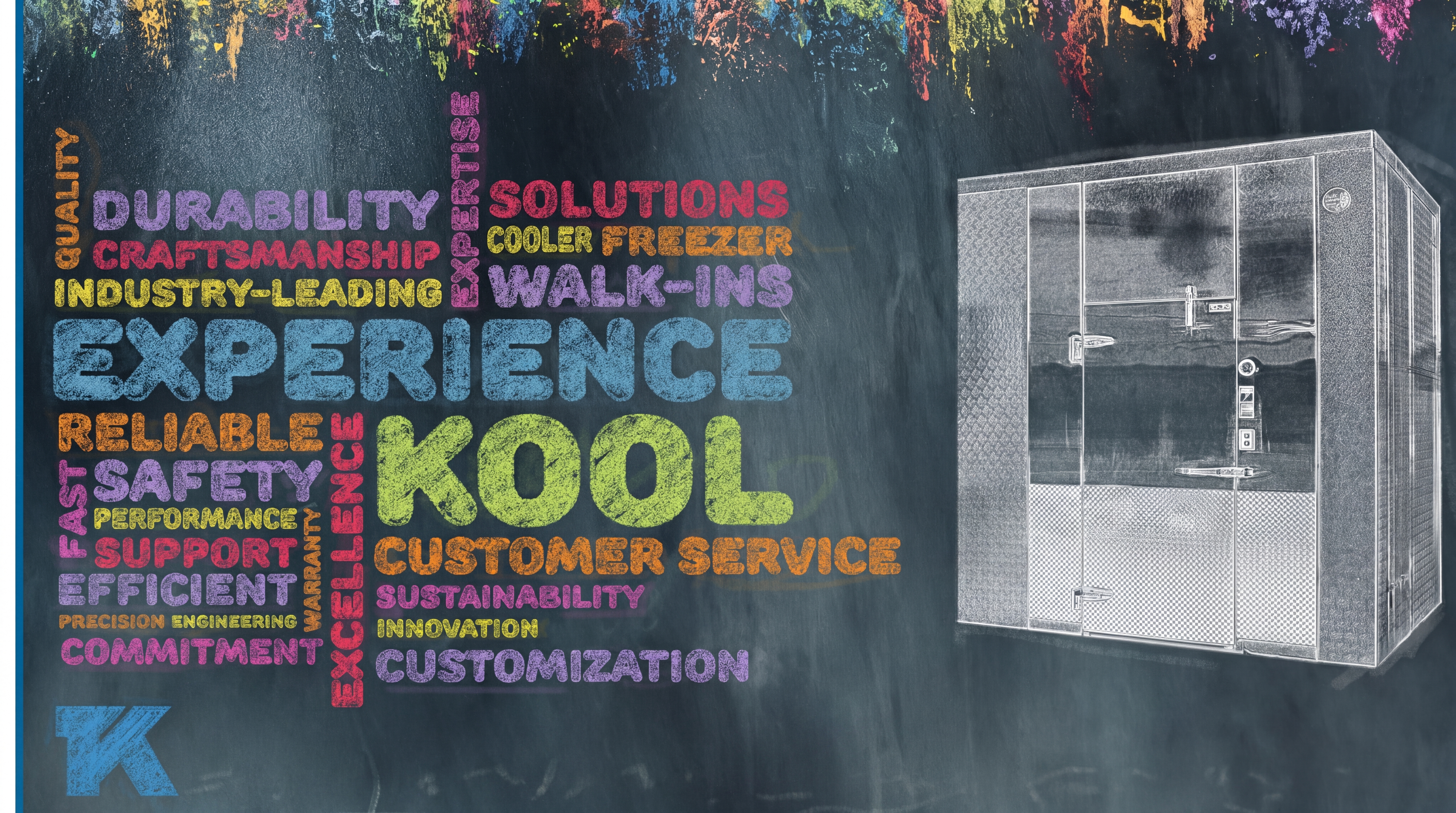 thermo-kool walk-in cooler on a blackboard with a mindmap