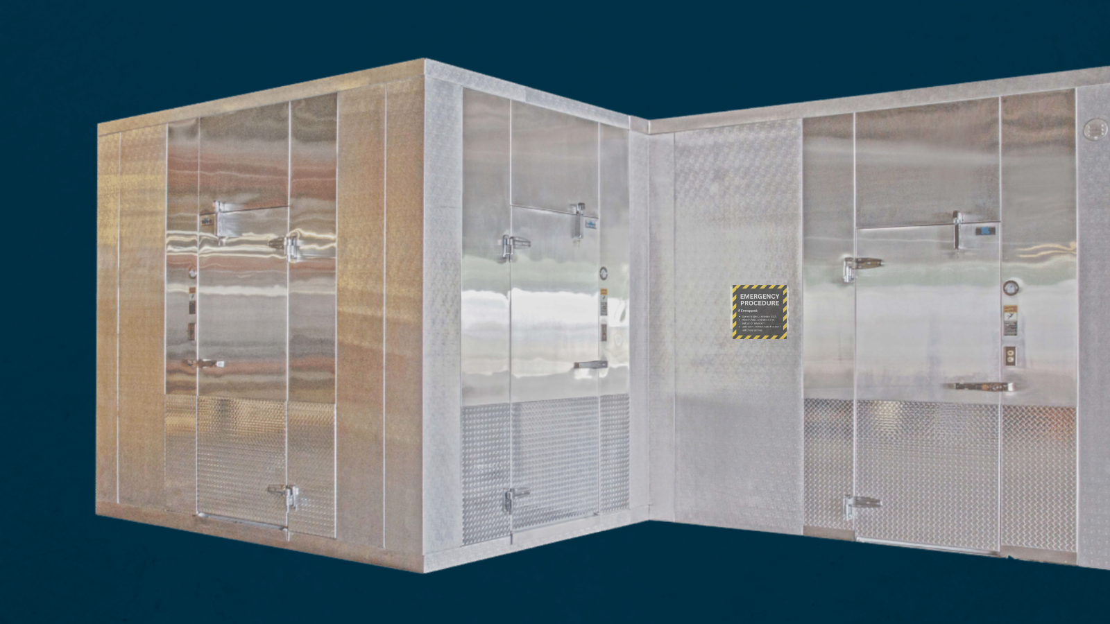 walk-in cooler on a dark background